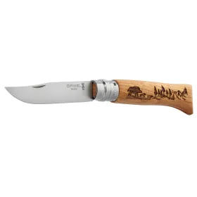 Couteau OPINEL 8 Inox Sanglier Chêne Opinel n°8 gravure Sanglier