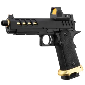 Lancer Tactical HERACLES Hi-Capa 5.1 Noir/Gold RMR Pistolet Airsoft GBB HERACLES Hi-Capa 5.1 Noir/Gold avec RMR Lancer T
