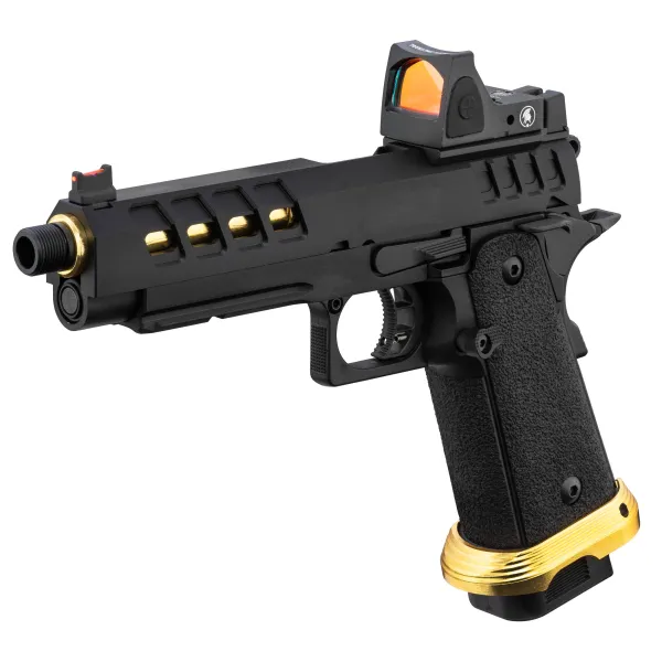 Lancer Tactical HERACLES Hi-Capa 5.1 Noir/Gold RMR Pistolet Airsoft GBB HERACLES Hi-Capa 5.1 Noir/Gold avec RMR Lancer T