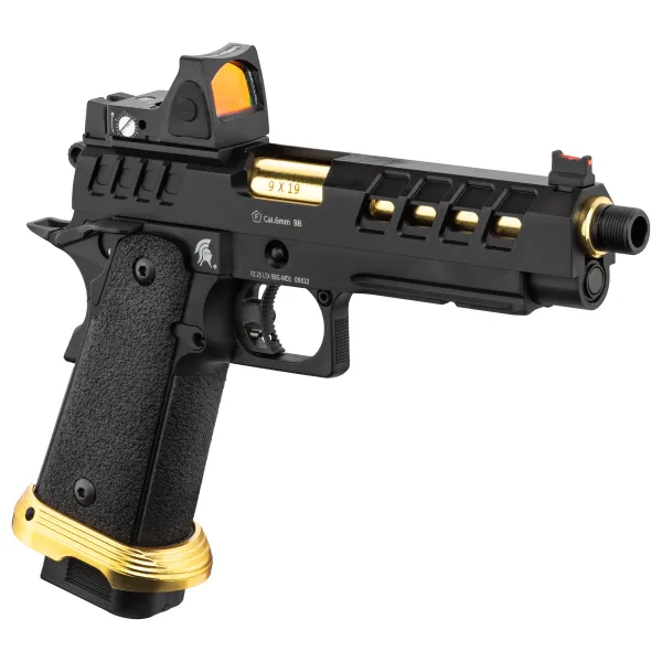 Lancer Tactical HERACLES Hi-Capa 5.1 Noir/Gold RMR Pistolet Airsoft GBB HERACLES Hi-Capa 5.1 Noir/Gold avec RMR Lancer T