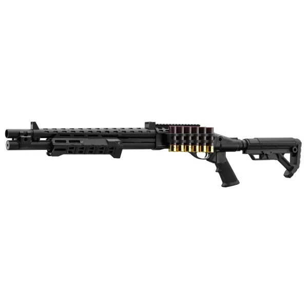 Fusil à pompe Gaz M870 Strike Industries noir airsoft M870 Full black crosse M4