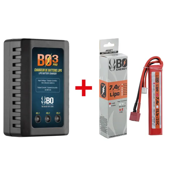 Pack batterie LiPo BO 7.4V Mini Tamiya ou T-Dean airsoft 7.4V - Tamiya