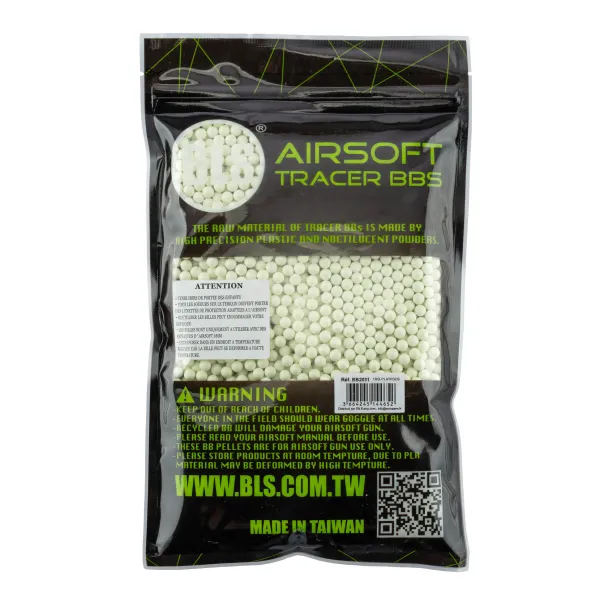Billes 6mm airsoft traçantes 0.32g  BLS BIO – Sac de 1 kg Sachet 1kg 0.32g BLS TRACANTE