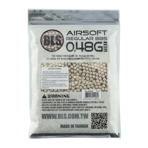 Billes lourdes 0,48g airsoft BLS – Sac de 1 kg CARTON DE 20 SACHETS DE BILLES BLS STD 1KG - 0.48g