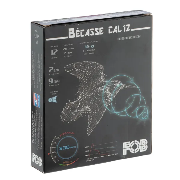 FOB 12/70 Spéciale Bécasse 35g Plomb 7 3/4 + 9 3/4 12/70 n° 7 ¾ et n° 9 ¾