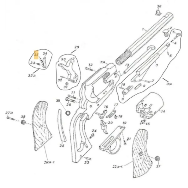 Pièces de remplacement pour Pedersoli modèles Remington PLUGGER (REM 09) - Réf Peder. : 0800100024