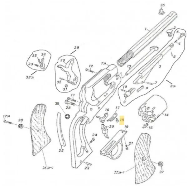 Pièces de remplacement pour Pedersoli modèles Remington TRIGGER AND BOLT SPRING SCREW (REM18)  - Réf Peder. : 0800100035
