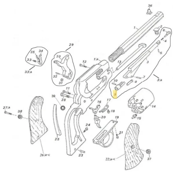 Pièces de remplacement pour Pedersoli modèles Remington TRIGGER AND BOLT SPRING SCREW (REM18)  - Réf Peder. : 0800100035