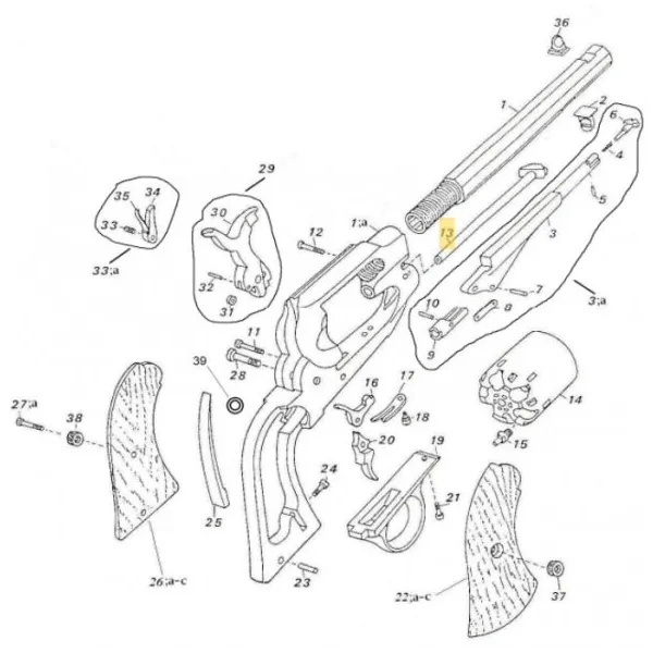 Pièces de remplacement pour Pedersoli modèles Remington VIS DE CHIEN PATTERN (REM28) - Réf Peder. : 0800100037