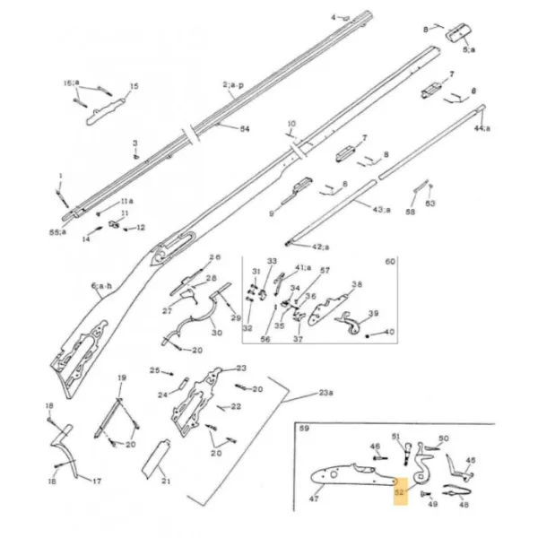 Pièces détachées pour fusil Kentucky Pedersoli Bride de noix KENT. BRIDLE - Réf Peder. : 0800002207