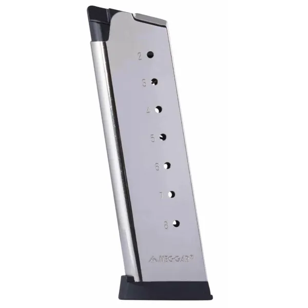 Chargeur MEC-GAR 1911 Full Size .45 ACP avec Talon (Noir ou Nickel) 1911 Full Size - 8 coups - Nickel
