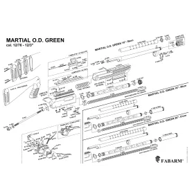 Pièces détachées fusil à pompe Fabarm O.D Green Barre d'armement complete fusil a pompe