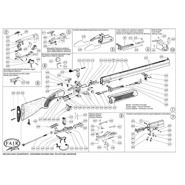 Pièces détachées de fusils de chasse superposé Fair Masselotte 12/20 Ref 263