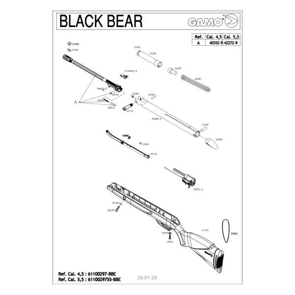 Pièces détachées Gamo Black Bear 4.5 mm 29230 - Gamo Vis de Blocage Avant de Crosse (Shadow Hunter)