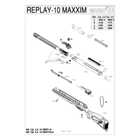 Pièces détachées GAMO Replay 10 Maxxim 19.9J 4.5 mm 41762 - Groupe chargement REPLAY-10