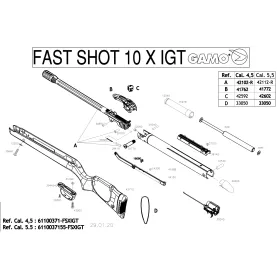 Pièces détachées Gamo Fast Shot 10x IGT 4.5 mm 34190 - Gamo Rondelle de Crosse (carabines Adultes)