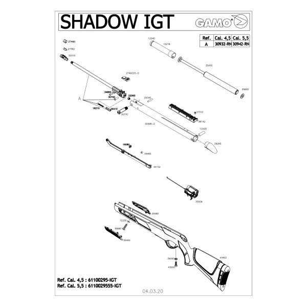 Pièces détachées GAMO Shadow IGT 19.9J 4.5 mm 30480 - Gamo Plaquette Droite de Crosse Viper