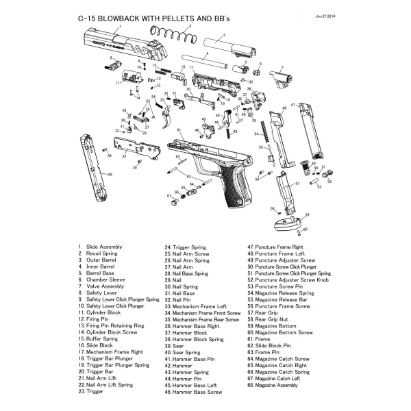 Pièces détachées Pistolet Gamo C15 Blowback 44 - Bouton de fixation du bouton de chargeur C15