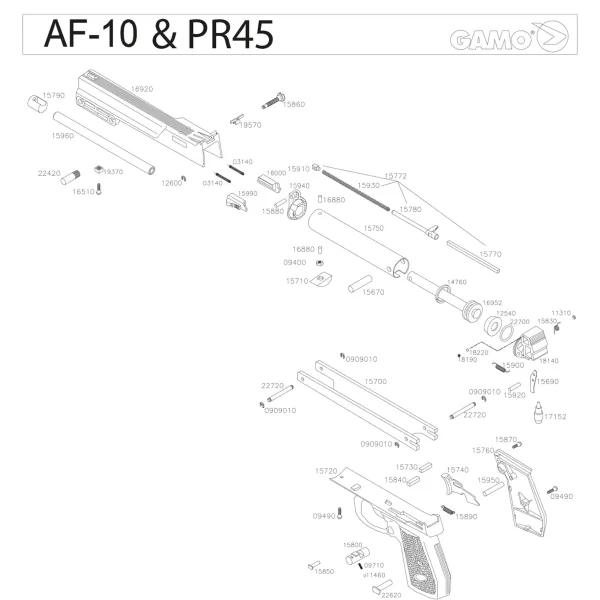 Pièces détachées Pistolet Gamo AF-10 & PR-45 Gamo Detente Pr45