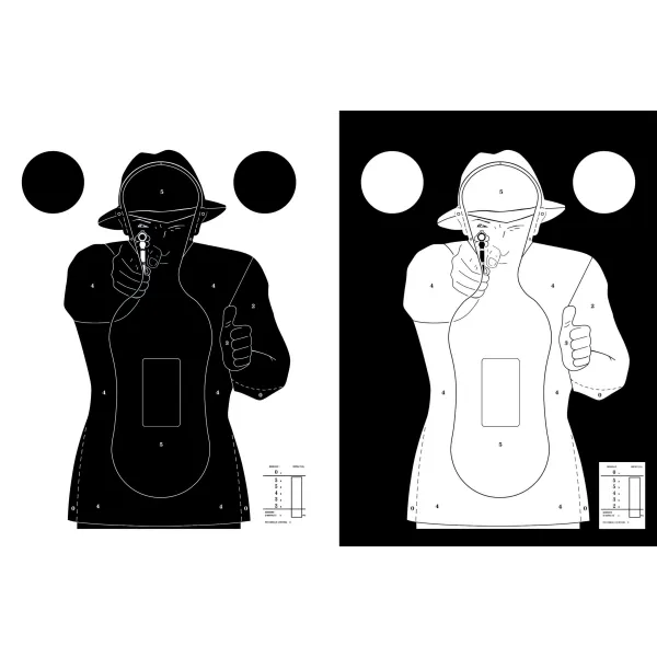 100 cibles cartons silhouette Police 51 x 71 cm Noire sur fond blanc