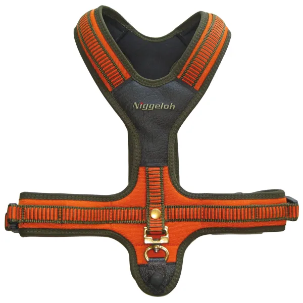 Harnais néoprène orange pour chien - Niggeloh Taille M / Tour de cou : 49 cm/ ventre : 54/91 cm.