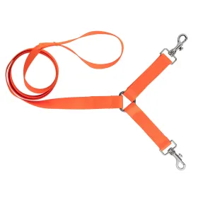 Laisse 1,30 m sangle nylon 2 chiens orange fluo - Country