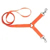 Laisse 1,30 m sangle nylon 2 chiens orange fluo - Country