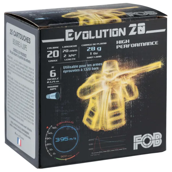 Cartouches Fob Evolution 20 - Cal. 20/70 FOB PASSION Nickel Cal. 20-70, culot de 16, 28 gr, N°5