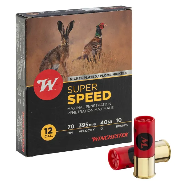 Cartouches Winchester Super Speed G2 nickel - Cal. 12/70 Super Speed G2 Nickelé  Cal. 12-70, culot de 23, 40 gr,  N°6