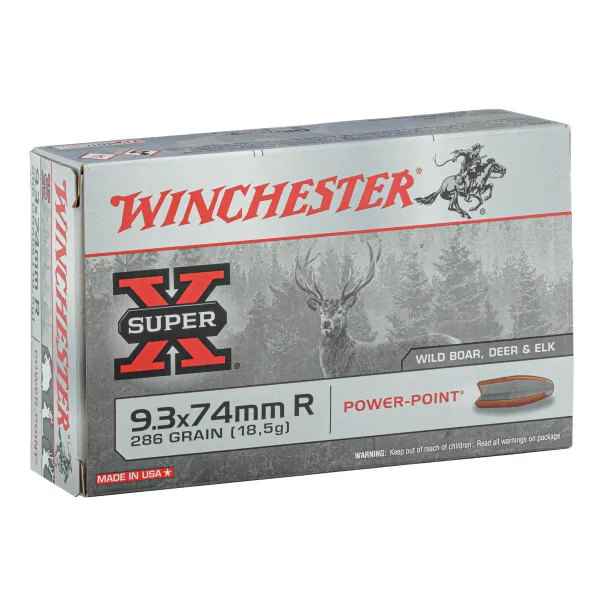 Cartouches Grande Chassse Winchester 9.3 x 74 Winchester  CAL 9,3 x 74R, 286gr,Super X Power Point -Bte 20