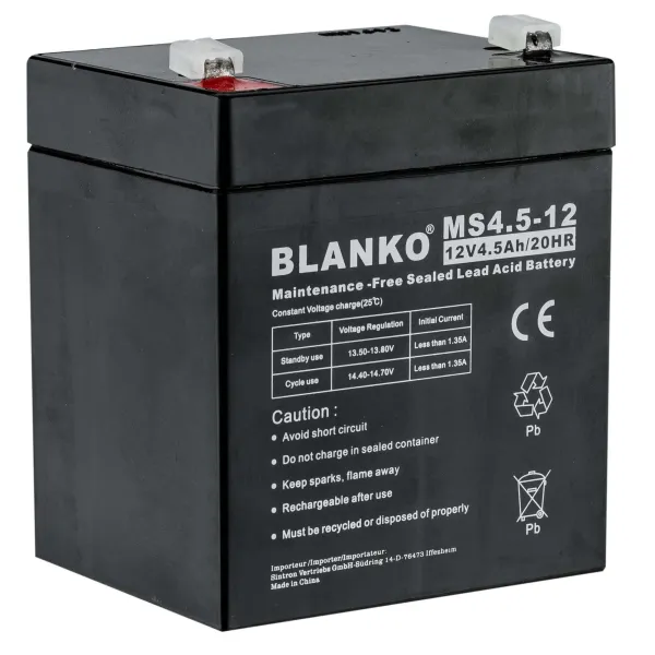 Batterie rechargeable MS4,5-12 12 volts pour agrainoir gamme feeder Batterie MS4 12 volts - 4,5 Ah