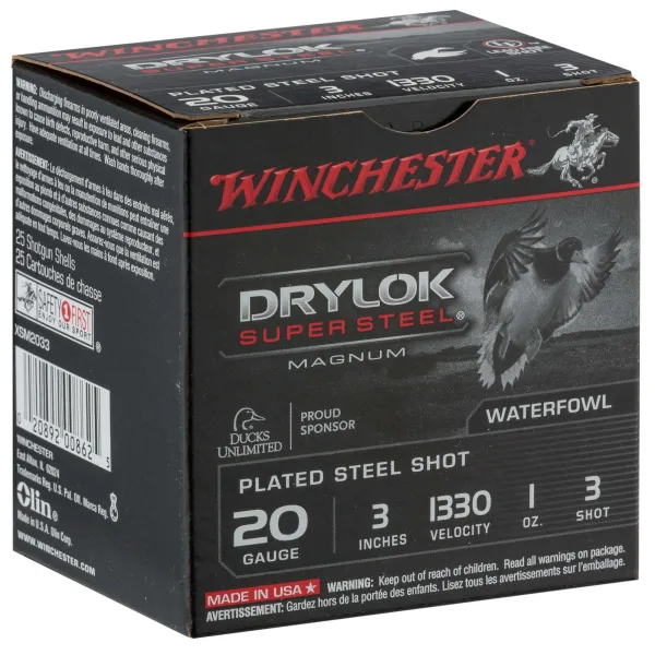 Cartouches Winchester Drylock Acier nickelé - Cal. 20/76