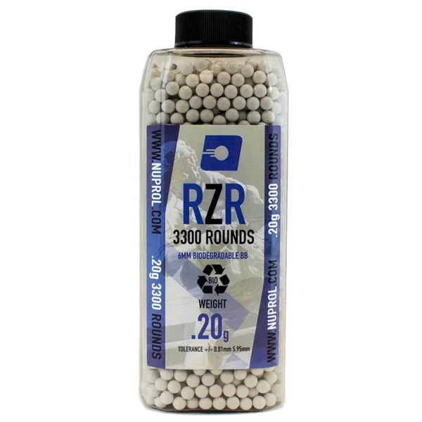 Billes Airsoft 6mm RZR 0.20g BIO bouteille 3500 bbs 0,20g