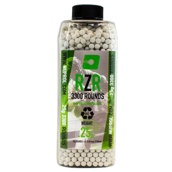 Billes Airsoft 6mm RZR 0.25g BIO bouteille 3500 bbs 0,25g