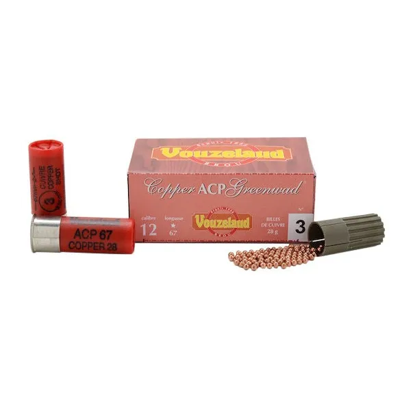 Cartouches Vouzelaud - Copper ACP Greenwad Tube plastique - Cal. 12/67 VOUZELAUD - Copper ACP Greenwad - 12/67 - n°5