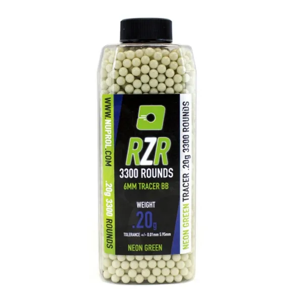 Billes Airsoft 6mm RZR 0.20g bouteilles 3500 bbs TRACER vertes 0,20g VERTE
