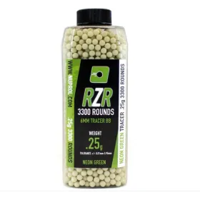Billes Airsoft 6mm RZR 0.25g bouteilles 3500 bbs TRACER vertes 0,25g VERTE
