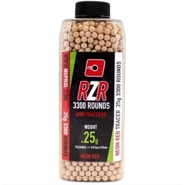 Billes Airsoft 6mm RZR 0.25g bouteilles 3500 bbs TRACER rouges 0,25g ROUGE