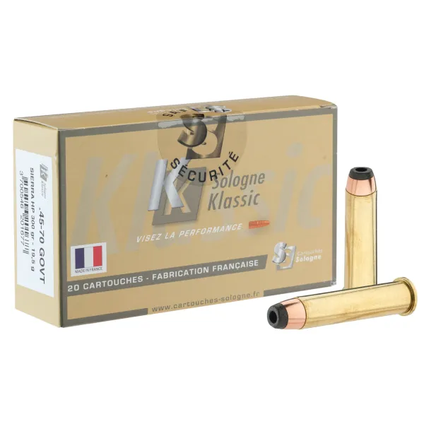 Cartouches à percussion centrale sologne 45/70 Governement Cal.45-70 GVT  type PRO HUNTER HP