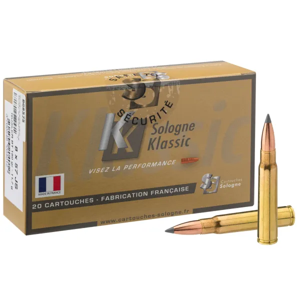 Cartouches à percussion centrale Sologne 8 x 57 JS Cal. 8 X 57 JS type NOSLER BALLISTIC TIP