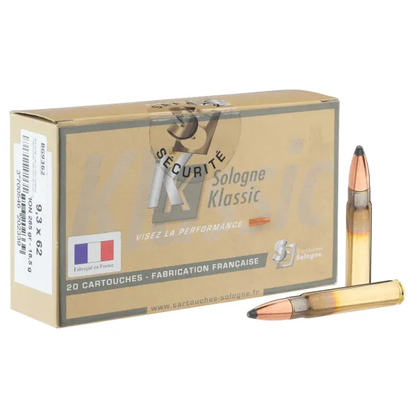 Cartouches à percussion centrale Sologne 9.3 x 62 Cal. 9,3 X 62 type NOSLER PARTITION