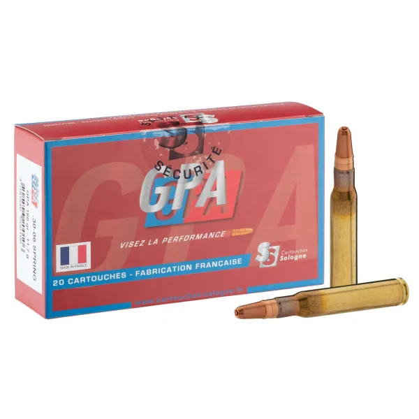 Cartouches à percussion centrale Sologne .30-06 Springfield Win à balle GPA Cal. 30.06 type GPA