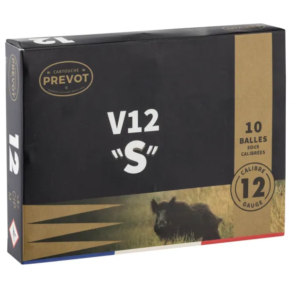 Cartouches Prevot à balle V12 ''S''  demi-blindée - Cal. 12/70