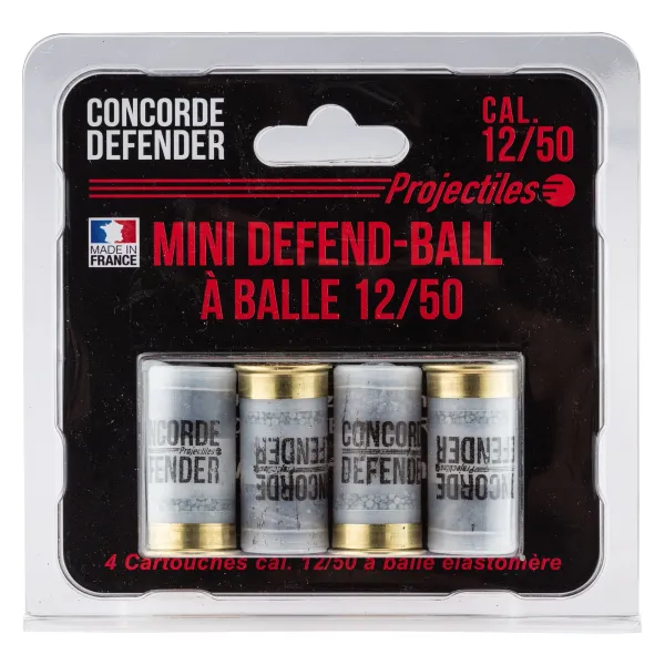 4 cartouches Mini Defend-Ball cal. 12/50 à balle Elastomere Bior 4 cartouches Mini Defend-Ball cal. 12/50 - Balles