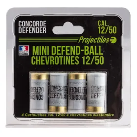 4 cartouches Mini Defend-Ball cal. 12/50 chevrotine Elastomere 4 cartouches Mini Defend-Ball cal. 12/50 - chevrotine