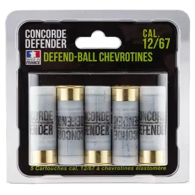 5 cartouches Defend-Ball cal. 12/67 chevrotines Elastomere 5 cartouches Defend-Ball cal. 12/67 - Chevrotines