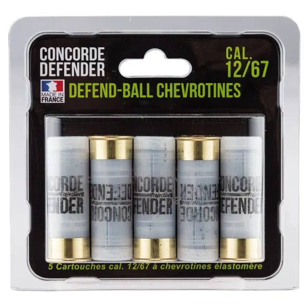 5 cartouches Defend-Ball cal. 12/67 chevrotines Elastomere 5 cartouches Defend-Ball cal. 12/67 - Chevrotines