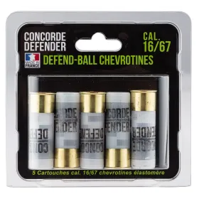 5 cartouches Defend-Ball cal. 16/67 chevrotines Elastomere 5 cartouches Defend-Ball cal. 16/67 - Chevrotines