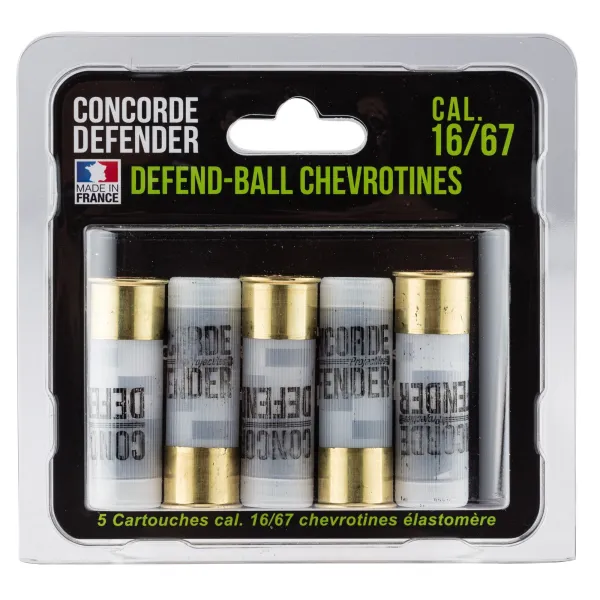 5 cartouches Defend-Ball cal. 16/67 chevrotines Elastomere 5 cartouches Defend-Ball cal. 16/67 - Chevrotines