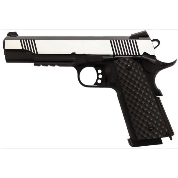 Réplique GBB 1911 MEU Rail Raven full metal gaz noir silver 1,0J